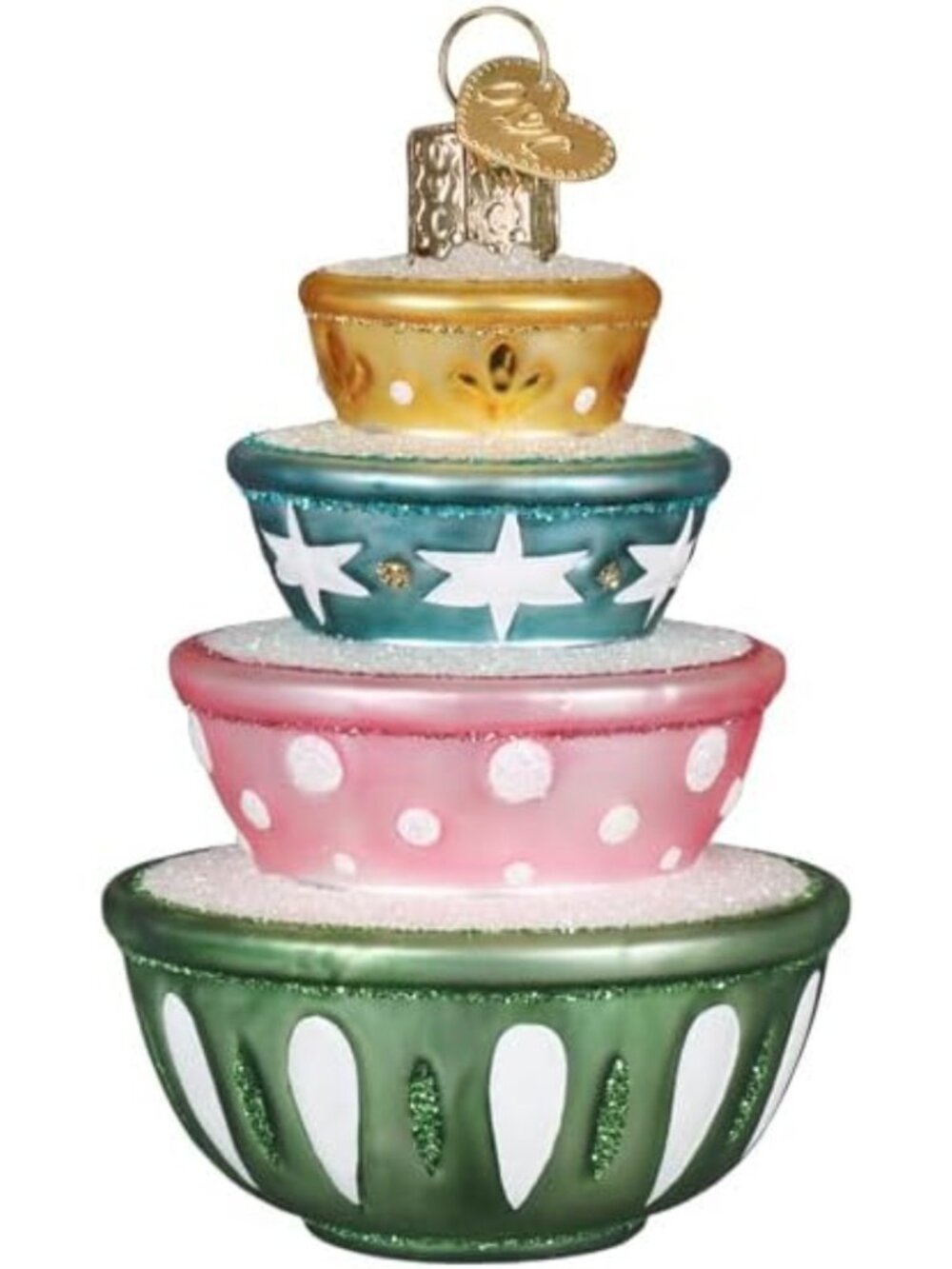 Charming Stacked Mixing Bowls Tree Ornament - Vintage Holiday Decor, Gift Idea